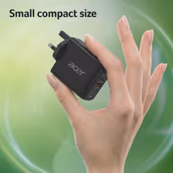 Acer 67W PD Charger, USB Port: 2C+1A, UK Plug, 100W USB-C Cable, Black - Additional view 5