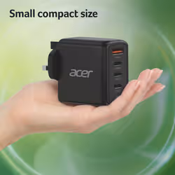 Acer 100W PD Charger, USB Port: 3C+1A, UK Plug, 100W USB-C Cable, Black - Additional view 4