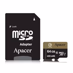 Apacer takes the lead and simultaneously launches 32-64 GB microSDXC/SDHC UHS-I U3. which has a read/write speed of up to 95/ ...