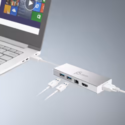 j5create JUD380 USB™ 3.0 Mini Dock, includes 1x HDMI port and 3x USB ports, Silver - Additional view 6