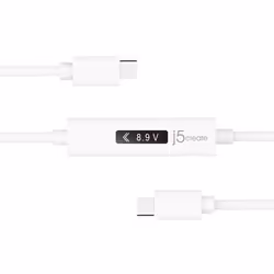 j5create JUCP14 USB-C™ 2.0 to USB-C™ Cable With OLED Dynamic Power Meter, White, 1.2 m - Additional view 4
