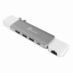 j5create JCD389 Ultradrive Kit USB-C™ Multi-Display Modular Dock, includes 2x HDMI ports and 4x USB ports, Silver and White