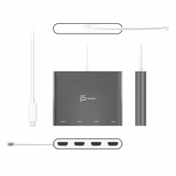 j5create JCA366-N USB-C™ to 4-Port HDMI™ Multi-Monitor Adapter, Silver - Additional view 6