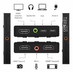 j5create JVA06 Dual HDMI™ Video Capture Card, 1920*1080 Video Capture Resolution, 3 x HDMI ports and 2 x USB ports, Black - Additional view 4