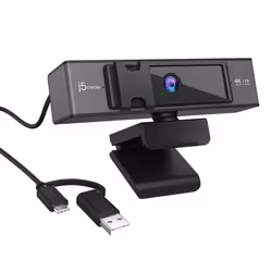 j5create JVCU435 USB™ 4K Ultra HD Webcam with 5x Digital Zoom Remote Control, 3840 x 2160 Video Capture Resolution, Black and Silver - Additional view 4