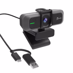 j5create JVU430 USB 4K Ultra HD Webcam, 3840 x 2160 Video Capture Resolution, Black and Silver