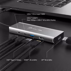 j5create JCD401 USB4™ Dual 4K Multi-Port Hub, Silver - Additional view 5