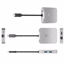 j5create JCD391 4K60 Elite USB-C® PD Multi-Port Adapter, Silver - Additional view 5