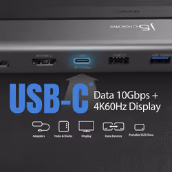 j5create JCD554 USB4® Triple 4K Display Docking Station, Black - Additional view 7
