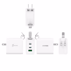 j5create 65W GaN USB-C 3-Port Traveler Charger with changeable AC plugs and USB-C cable - Additional view 7