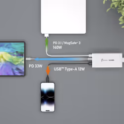 j5create JUP37185W 185W GaN PD 3.1 USB-C® 3-Port Charger-UK, Black - Additional view 5