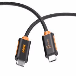 j5create JUCX26L10 USB-C® 240W Ultra Soft Double-Braided Fast Charging Cable (3.3 ft. / 100 cm), Black/Grey - Additional view 2