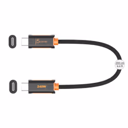 j5create JUCX26L20 USB-C® 240W Ultra Soft Double-Braided Fast Charging Cable (6.6 ft. / 200 cm), Black/Grey - Additional view 2