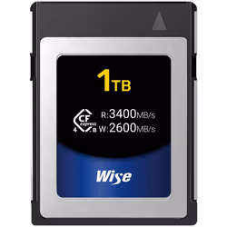 Wise CFX4-B1024, 1.02 TB, CFexpress Type B, 3400 MB/s, 2600 MB/s, Shock resistant, Waterproof, Silver, Black, Blue