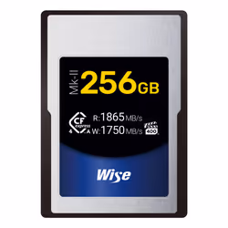 Wise CFX4-A256M2, 256 GB, CFexpress Type A, 1865 MB/s, 1750 MB/s, Shock resistant, Waterproof, Silver, Black, Blue