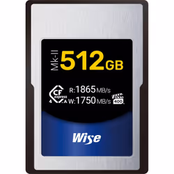 Wise CFX4-A512M2, 512 GB, CFexpress Type A, 1865 MB/s, 1750 MB/s, Shock resistant, Waterproof, Silver, Black, Blue