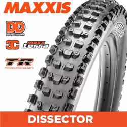 Maxxis Dissector Bicycle Tyre with Folding Bead 29X2.40 Wide Trail / 3C MaxxTerra/Double Down/Tubeless Ready  Black