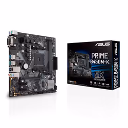 ASUS PRIME B450M-K, AMD, Socket AM4, AMD Athlon, AMD Ryzen 2000 Series, AMD Ryzen 3000 Series, DDR4-SDRAM, 32 GB, DIMM