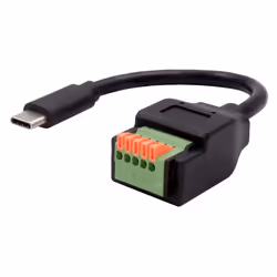 EXSYS EX-49123, 0.15 m, USB C, 5-pin terminal block, USB 2.0, 0.48 Gbit/s, Black