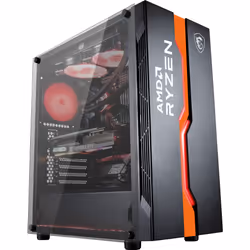 MSI MAG VAMPIRIC 011C Mid Tower Gaming Computer Case 'Black AMD RYZEN Edition, 1x 120mm RGB Fan, RGB Front Panel, Tempered Gl ...