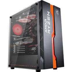MSI MAG VAMPIRIC 011C Mid Tower Gaming Computer Case 'Black AMD RYZEN Edition, 1x 120mm RGB Fan, RGB Front Panel, Tempered Glass Panel, ATX, mATX, mini-ITX'