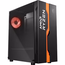 MSI MAG VAMPIRIC 011C Mid Tower Gaming Computer Case 'Black AMD RYZEN Edition, 1x 120mm RGB Fan, RGB Front Panel, Tempered Glass Panel, ATX, mATX, mini-ITX'