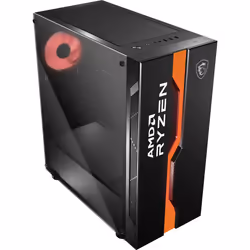 MSI MAG VAMPIRIC 011C Mid Tower Gaming Computer Case 'Black AMD RYZEN Edition, 1x 120mm RGB Fan, RGB Front Panel, Tempered Glass Panel, ATX, mATX, mini-ITX'