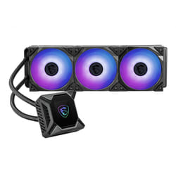 MSI MPG CORELIQUID K360 Liquid CPU Cooler '360mm Radiator, 2.4'' LCD display with fan, 3x 120mm ARGB PWM Fan, Center, Supports Intel and AMD Platforms, Cooled by ASETEK'