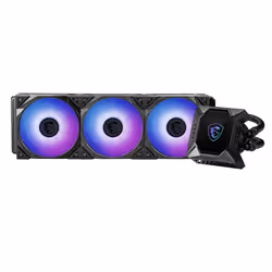 MSI MPG CORELIQUID K360 Liquid CPU Cooler '360mm Radiator, 2.4'' LCD display with fan, 3x 120mm ARGB PWM Fan, Center, Supports Intel and AMD Platforms, Cooled by ASETEK'