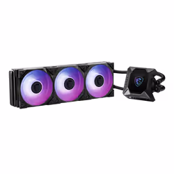 MSI MPG CORELIQUID K360 Liquid CPU Cooler '360mm Radiator, 2.4'' LCD display with fan, 3x 120mm ARGB PWM Fan, Center, Supports Intel and AMD Platforms, Cooled by ASETEK'