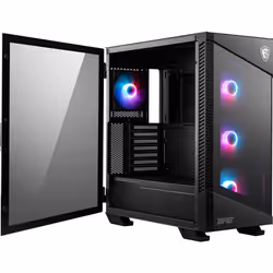 MSI MPG VELOX 100R Mid Tower Gaming Computer Case 'Black, 4x 120mm ARGB Fans, 1-6 ARGB Hub, ARGB light strip, USB Type-C, Tempered Glass, Center, E-ATX, ATX, mATX, mini-ITX' - Additional view 4