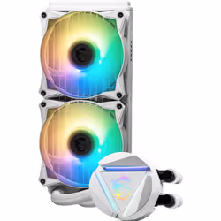 MSI MAG CORELIQUID 240R V2 WHITE Liquid CPU Cooler '240mm Radiator, 2x 120mm ARGB PWM Fan, ARGB lighting, Center Supported, Compatible with Intel and AMD Platforms, Latest LGA 1700 ready'