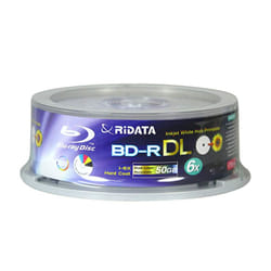 Ridata Blu Ray Disc 50gb 6x White Inkjet Printable Bd-r Dl 25 Pack