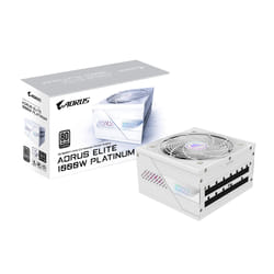 GIGABYTE AORUS ELITE P1000W ICE Power Supply Unit - PCIe 5.0, 80 PLUS Platinum, Fully modular design, 120mm Fan, ATX 3.0 compatible, UK Plug