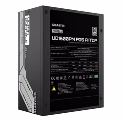 GIGABYTE UD1600PM PG5 AI TOP Power Supply - PCIe 5.0, 80 PLUS Platinum, Fully Modular Design, 120mm Fan, ATX 3.1 compatible, EU Plug - Additional view 4