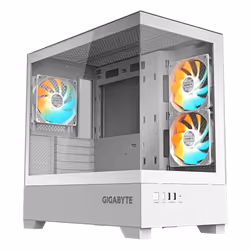 GIGABYTE C201 PANORAMIC ICE PC Case - Mid Tower, m-ATX, 360mm radiator support, 3 Pre-installed Fans, USB 3.0, Support RGB Fu ...