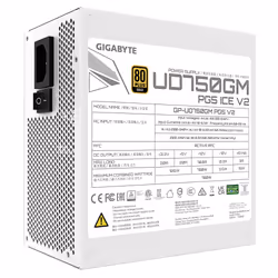 GIGABYTE UD750GM PG5 V2 ICE Power Supply Unit- PCIe Gen 5.1, 80 PLUS Gold, Fully Modular Design, 120mm Fan, ATX 3.1 compatible, UK Plug - Additional view 6