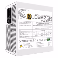 GIGABYTE UD850GM PG5 V2 ICE Power Supply Unit- PCIe Gen 5.1, 80 PLUS Gold, Fully Modular Design, 120mm Fan, ATX 3.1 compatible, UK Plug - Additional view 6