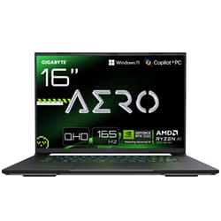 GIGABYTE AERO X16 Gaming Laptop- Copilot+ PC - 16“, 165Hz WQXGA, Ryzen AI 7 350, NVIDIA RTX 5070, 16GB DDR5 5200MHz, 1TB Gen4 SSD, Win 11 Home, 2 Year Warranty, Dolby Atmos, AERO X16 1WH93UKC94DH