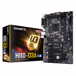 GIGABYTE H110-D3A, Intel, LGA 1151 (Socket H4), Intel® Celeron®, Intel® Pentium®, DDR4-SDRAM, 32 GB, DIMM