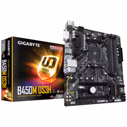 GIGABYTE B450M DS3H, AMD, Socket AM4, AMD Athlon, AMD Ryzen 2000 Series, AMD Ryzen 3000 Series, DDR4-SDRAM, 64 GB, DIMM