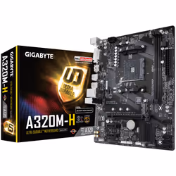 GIGABYTE GA-A320M-H, AMD, Socket AM4, AMD A, AMD Athlon, AMD Ryzen 2000 Series, AMD Ryzen 3000 Series, DDR4-SDRAM, 32 GB, DIM ...