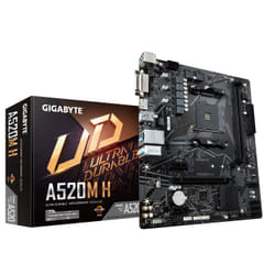 GIGABYTE A520M H Motherboard - Supports AMD Ryzen 5000 Series AM4 CPUs, 4+3 Phases Pure Digital VRM, up to 5100MHz DDR4 (OC), PCIe 3.0 x4 M.2, GbE LAN, USB 3.2 Gen 1