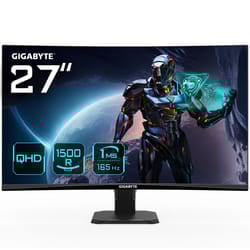 GIGABYTE GS27QC 27" QHD Curved Gaming Monitor - 2560 x 1440, 1500R, 165Hz, 1ms, 250 cd/m², FreeSync Premium, HDR Ready, HDMI 2.0, Displayport 1.4