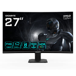 GIGABYTE GS27FC2 27" FHD Curved Gaming Monitor - 1920 x 1080, 240Hz, 1, 350 cd/m², HDR Ready, HDMI 2.0, Displayport 1.4