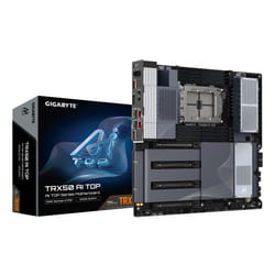 GIGABYTE TRX50 AI TOP-2B Motherboard - AMD Ryzen Threadripper PRO 7000 CPUs, 16+8+4 Phases Digital VRM, up to 5200 MHz DDR5, 4xPCIe 5.0 M.2, Wi-Fi 7, 10 GbE LAN, USB 4