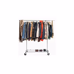 Tatkraft Duncan - Professional Folding Clothes Rail with Removable Shoe Rack on Wheels, of Chrome-plated Steel, Holds Up 100 ...