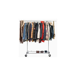 Tatkraft Duncan - Professional Folding Clothes Rail with Removable Shoe Rack on Wheels, of Chrome-plated Steel, Holds Up 100 kg, Quick Assembly,