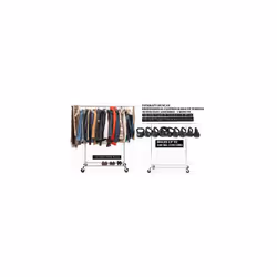 Tatkraft Duncan - Professional Folding Clothes Rail with Removable Shoe Rack on Wheels, of Chrome-plated Steel, Holds Up 100 kg, Quick Assembly,