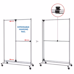 Tatkraft Marvel - Heavy Duty Clothes Rail, 2 Tier Double Mobile Wardrobe with Adjustable Hanging Rails for Clothes, Strong Stable Clothes Rack